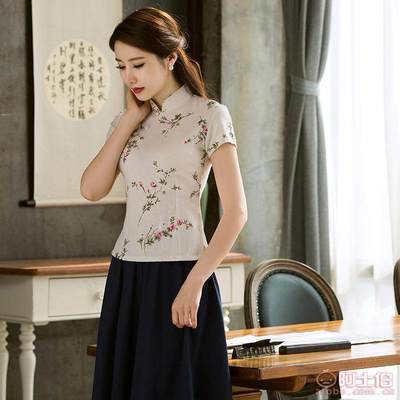 【鴻韻夢廠家批發(fā)亞麻棉麻改良短款旗袍上衣套裝文藝復(fù)古日常大擺裙】臨海市泉潮鑫達(dá)工藝服裝廠 - 產(chǎn)品庫